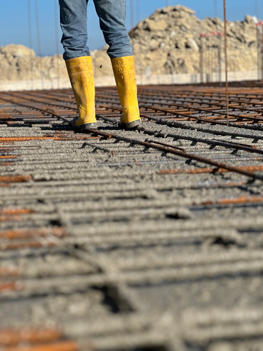 Rebar-reinforced concrete slab being prepped in Clovis
