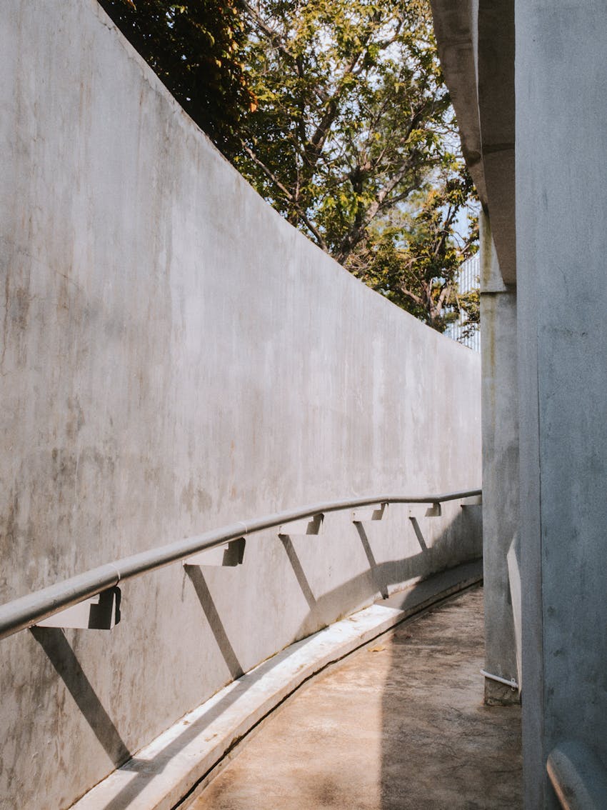 Curved concrete walkway near Fresno